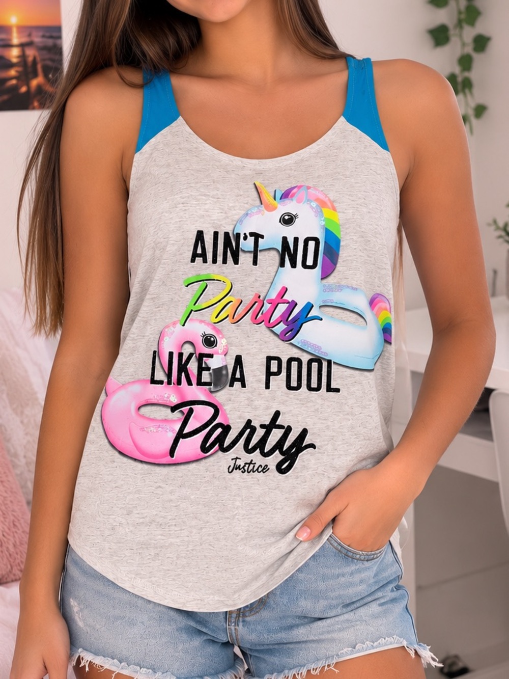 Justice Gray Tank “Ain’t no party like a pool party”